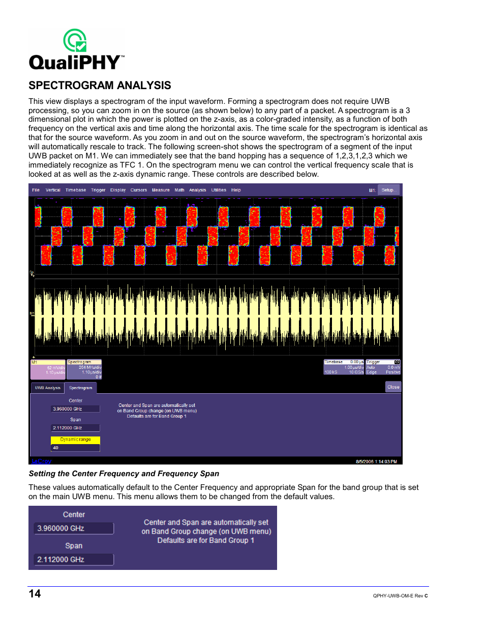Spectrogram analysis | Teledyne LeCroy QPHY-UWB User Manual | Page 14 / 30
