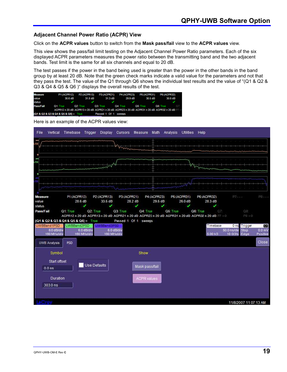 Qphy-uwb software option | Teledyne LeCroy QPHY-UWB User Manual | Page 19 / 30