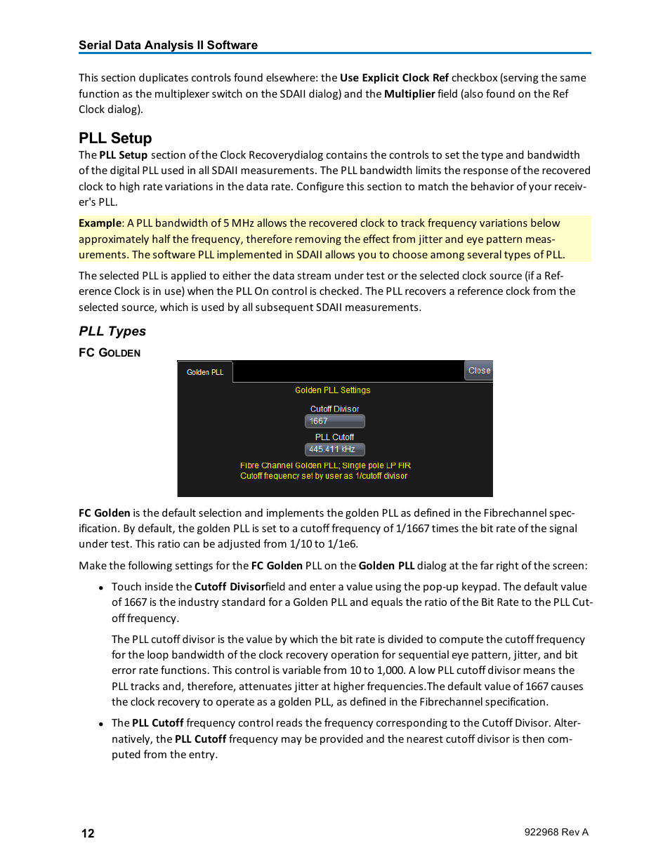 Pll setup | Teledyne LeCroy SDA II User Manual | Page 14 / 38