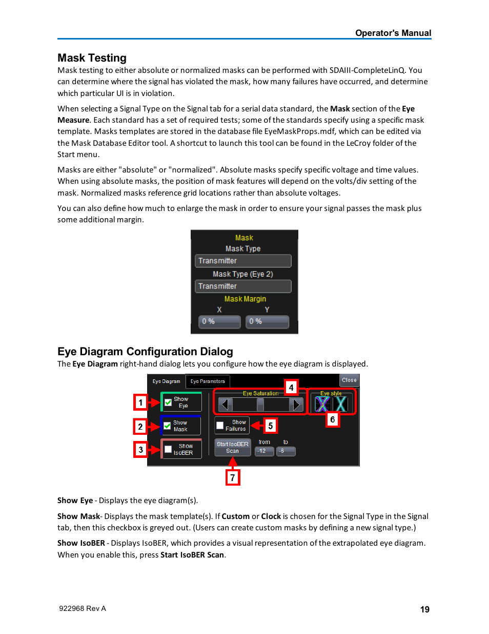 Mask testing, Eye diagram configuration dialog | Teledyne LeCroy SDA II User Manual | Page 21 / 38