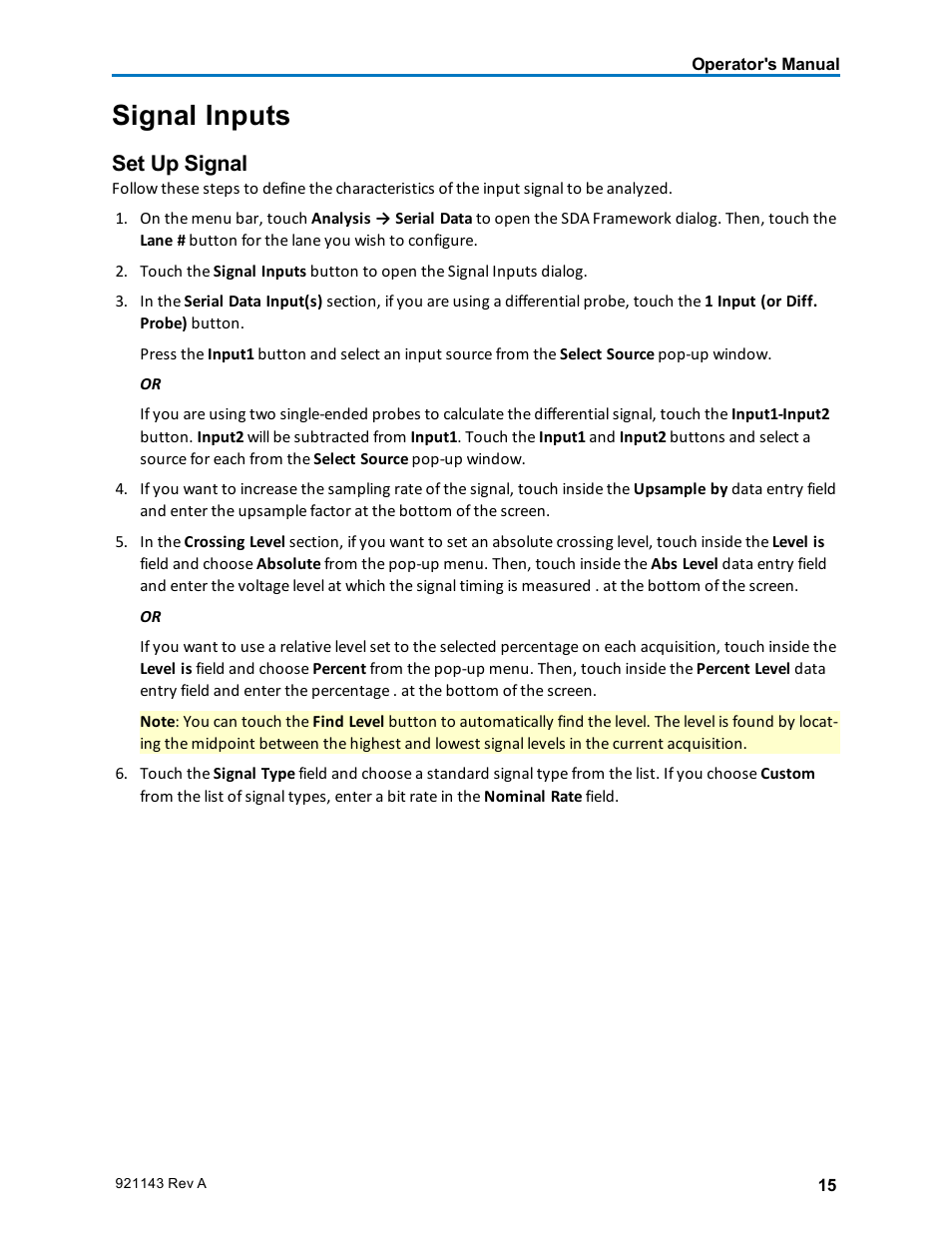 Signal inputs, Set up signal, Set up a signal | Teledyne LeCroy SDA III-CompleteLinQ User Manual | Page 17 / 59