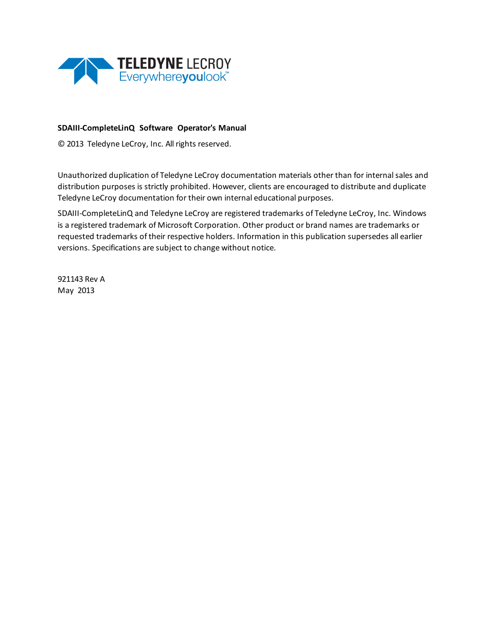 Teledyne LeCroy SDA III-CompleteLinQ User Manual | Page 2 / 59