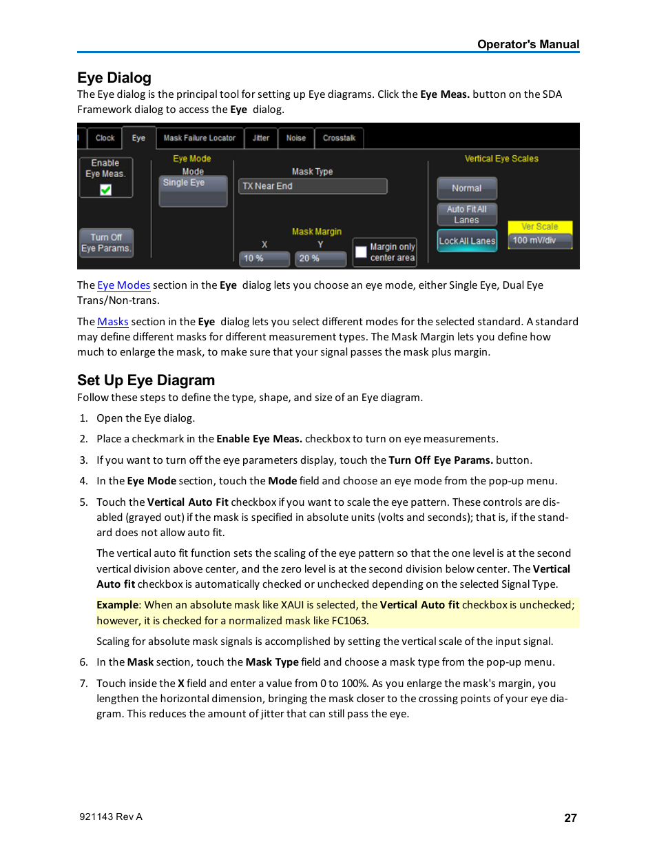 Eye dialog, Set up eye diagram | Teledyne LeCroy SDA III-CompleteLinQ User Manual | Page 29 / 59