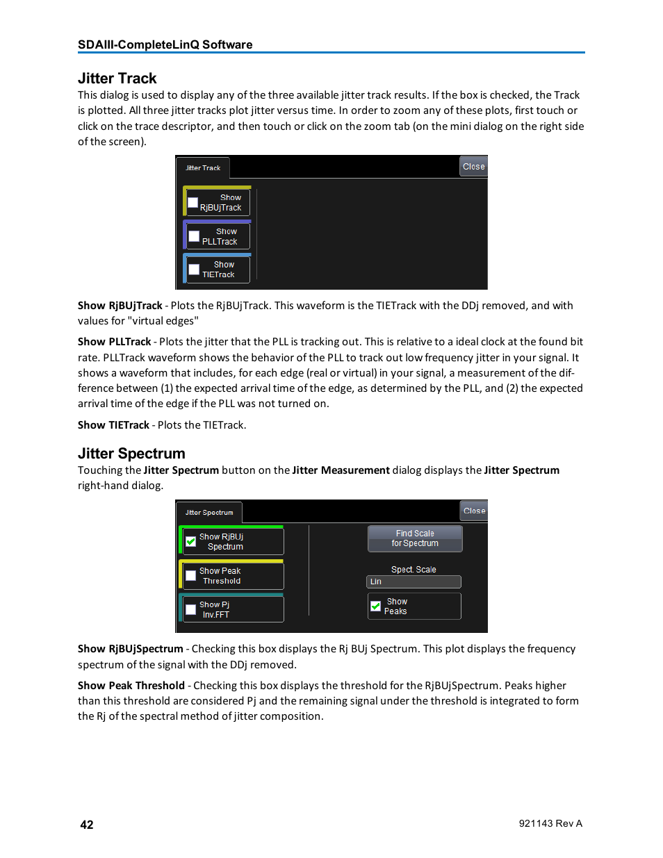 Jitter track, Jitter spectrum | Teledyne LeCroy SDA III-CompleteLinQ User Manual | Page 44 / 59