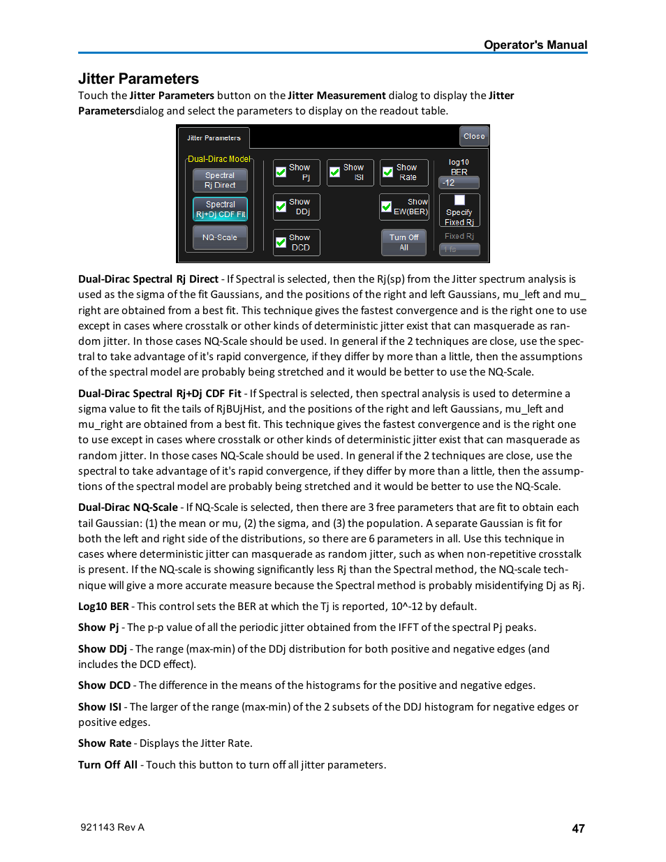 Jitter parameters | Teledyne LeCroy SDA III-CompleteLinQ User Manual | Page 49 / 59