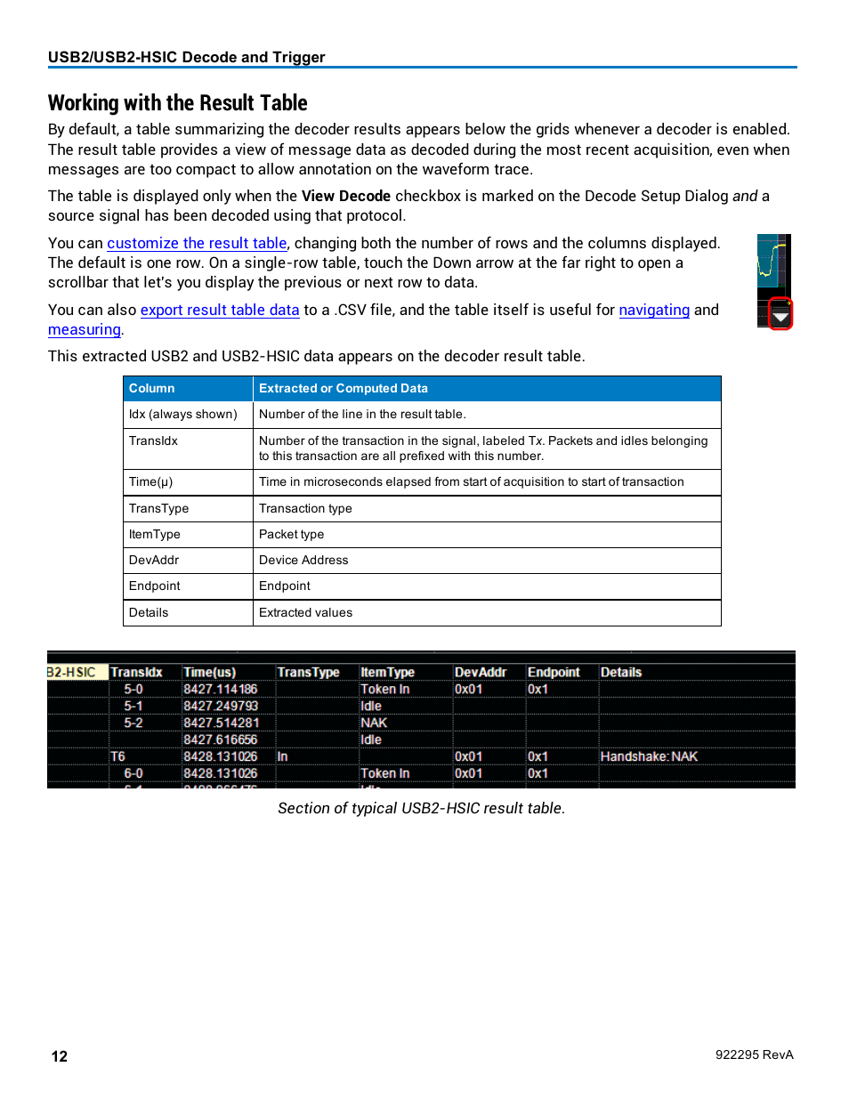 Working with the result table | Teledyne LeCroy USB2-HSIC Decoder User Manual | Page 14 / 24