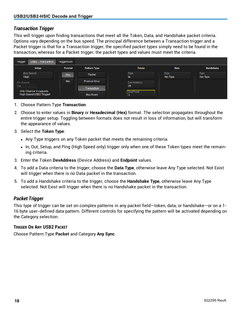 Transaction trigger, Packet trigger | Teledyne LeCroy USB2-HSIC Decoder User Manual | Page 20 / 24