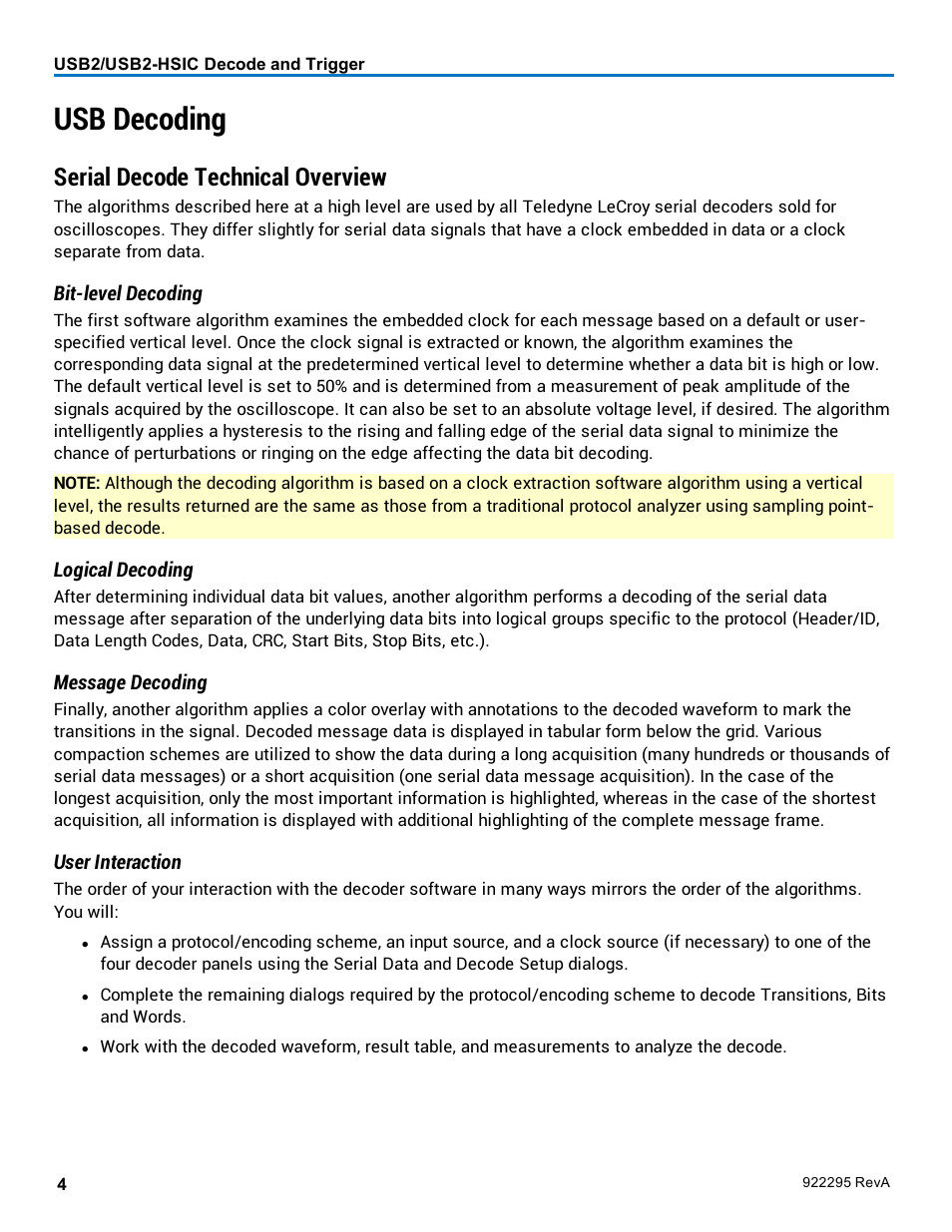 Usb decoding, Serial decode technical overview | Teledyne LeCroy USB2-HSIC Decoder User Manual | Page 6 / 24
