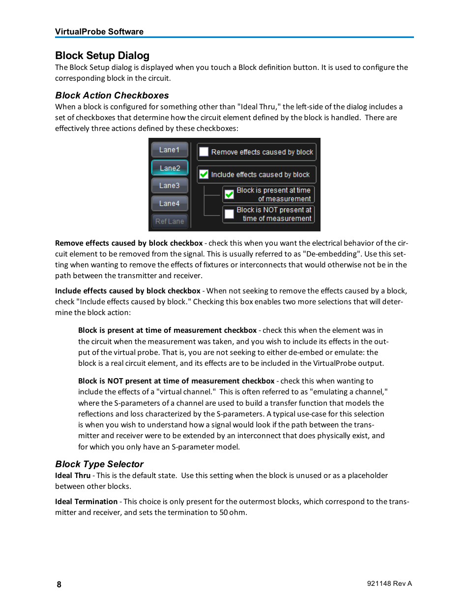 Block setup dialog | Teledyne LeCroy VirtualProbe User Manual | Page 10 / 16