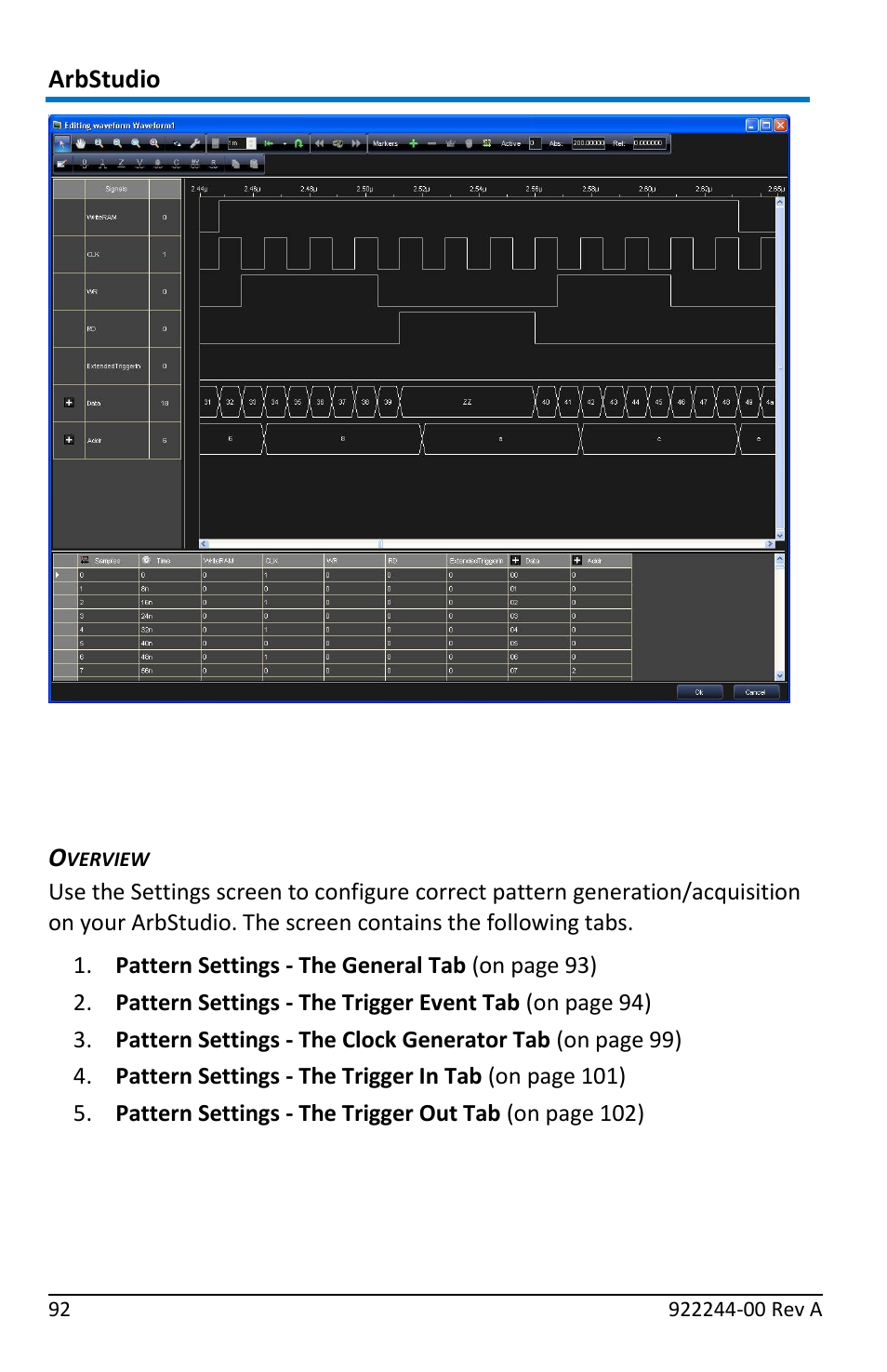 Pattern (sampling and acquisition) settings, Pattern settings | Teledyne LeCroy ArbStudio User Manual | Page 100 / 228