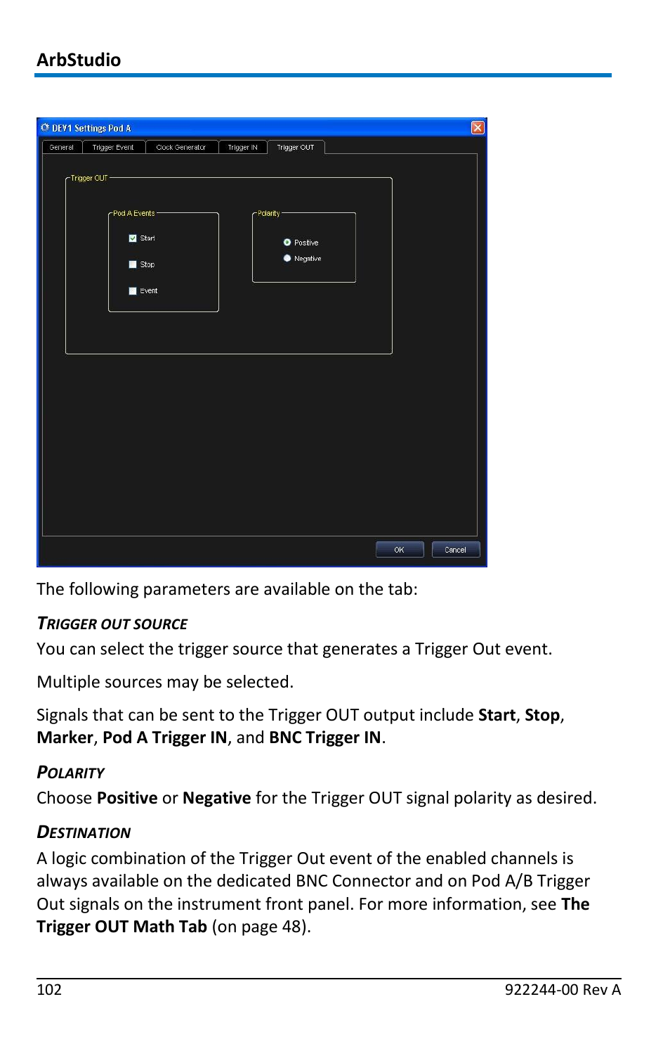 Pattern settings - the trigger out tab | Teledyne LeCroy ArbStudio User Manual | Page 110 / 228