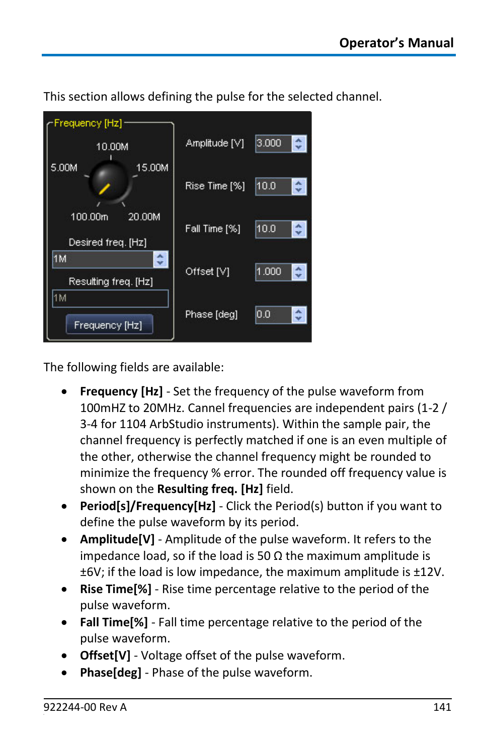 Pulse definition area | Teledyne LeCroy ArbStudio User Manual | Page 149 / 228