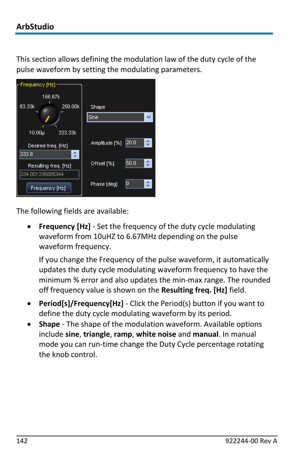 Duty cycle modulation area | Teledyne LeCroy ArbStudio User Manual | Page 150 / 228