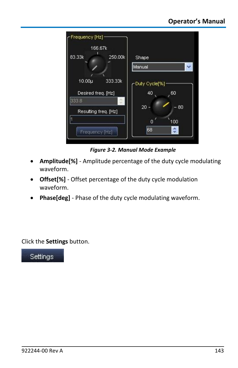 Control area, Settings screen | Teledyne LeCroy ArbStudio User Manual | Page 151 / 228