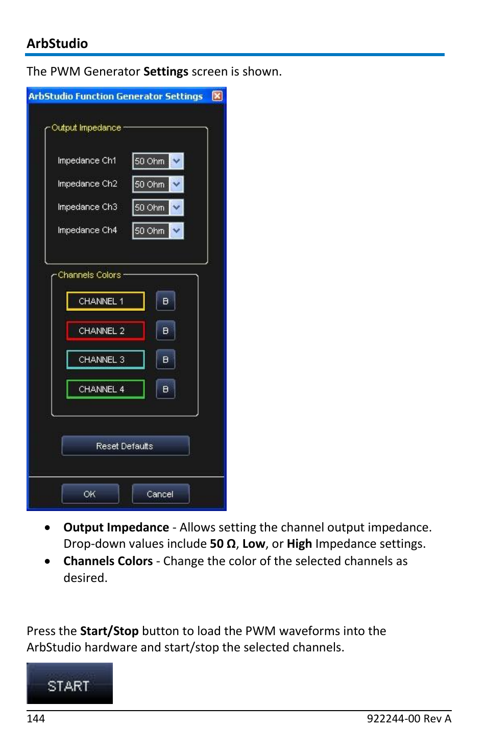 Start/stop | Teledyne LeCroy ArbStudio User Manual | Page 152 / 228