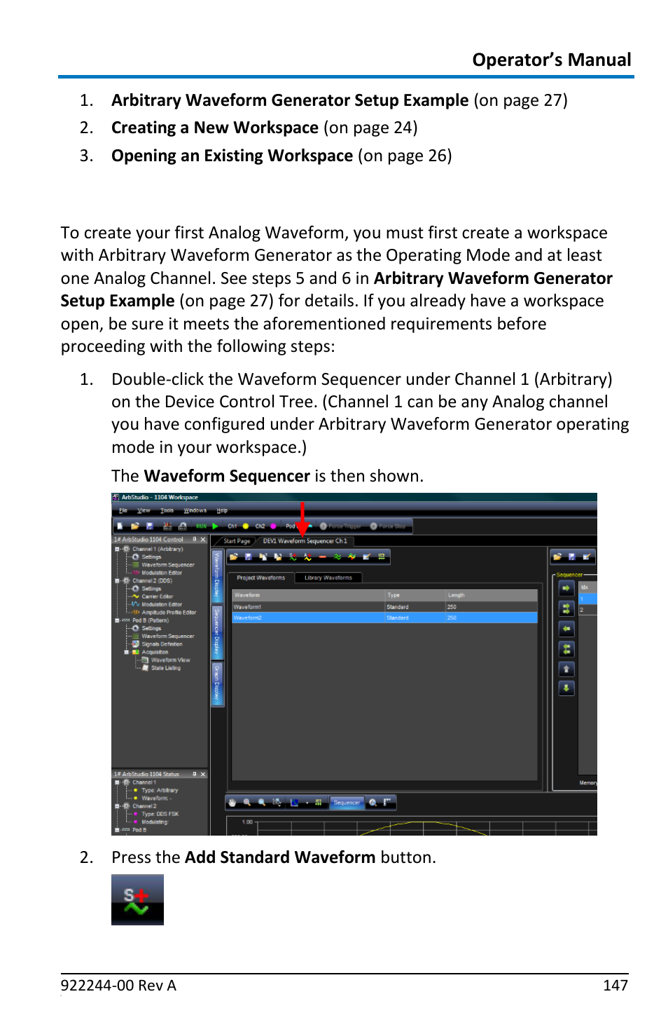 Creating your first analog waveform, Operator’s manual | Teledyne LeCroy ArbStudio User Manual | Page 155 / 228