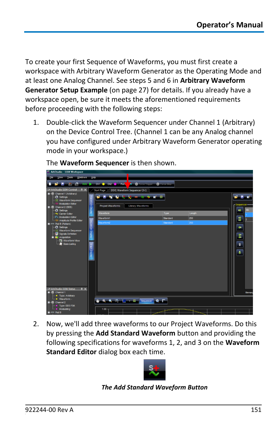 Creating a sequence of waveforms, Operator’s manual | Teledyne LeCroy ArbStudio User Manual | Page 159 / 228