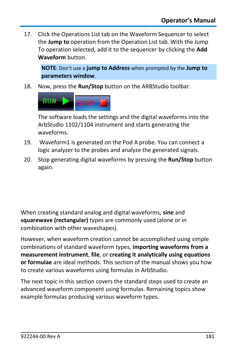 Creating waveforms using formulas, Overview | Teledyne LeCroy ArbStudio User Manual | Page 189 / 228