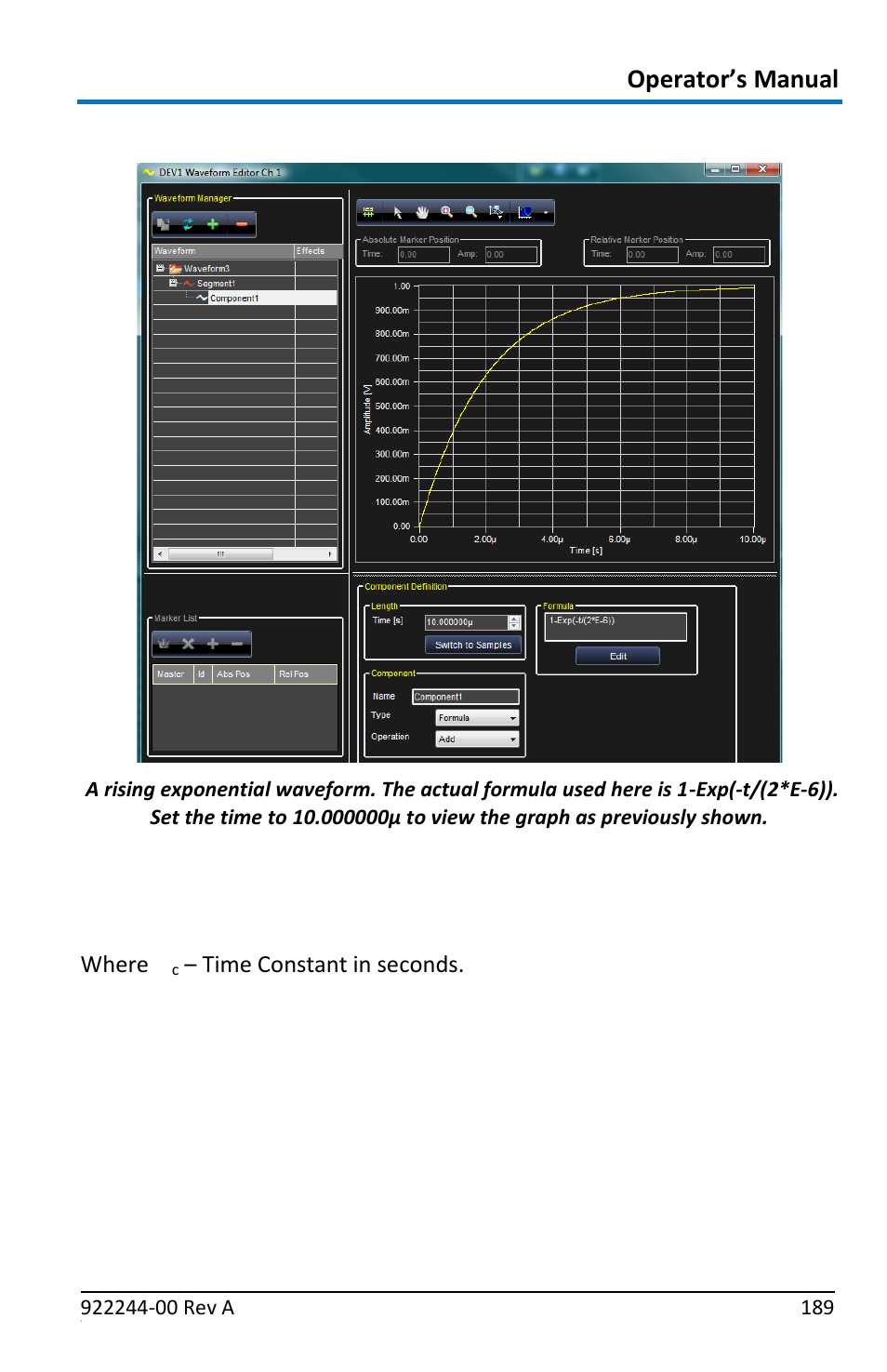 Rising exponential, Exp(-t/t, Formula's general format | Teledyne LeCroy ArbStudio User Manual | Page 197 / 228