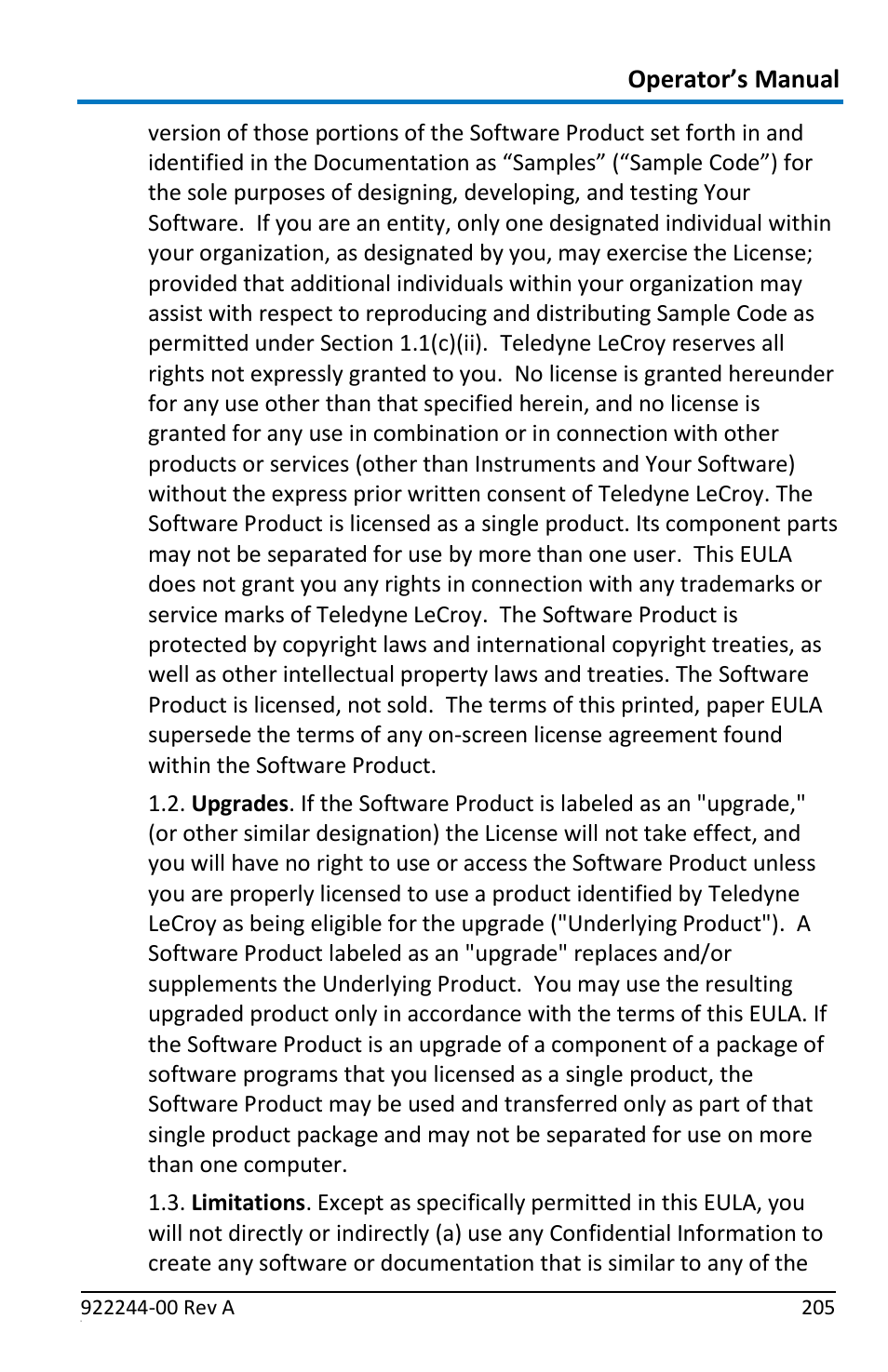 Operator’s manual | Teledyne LeCroy ArbStudio User Manual | Page 213 / 228