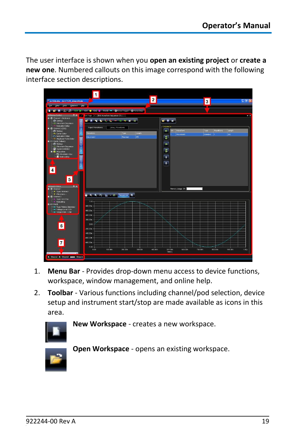 Interface and display, Operator’s manual | Teledyne LeCroy ArbStudio User Manual | Page 27 / 228