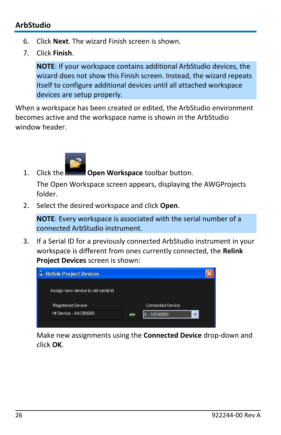 Opening an existing workspace | Teledyne LeCroy ArbStudio User Manual | Page 34 / 228