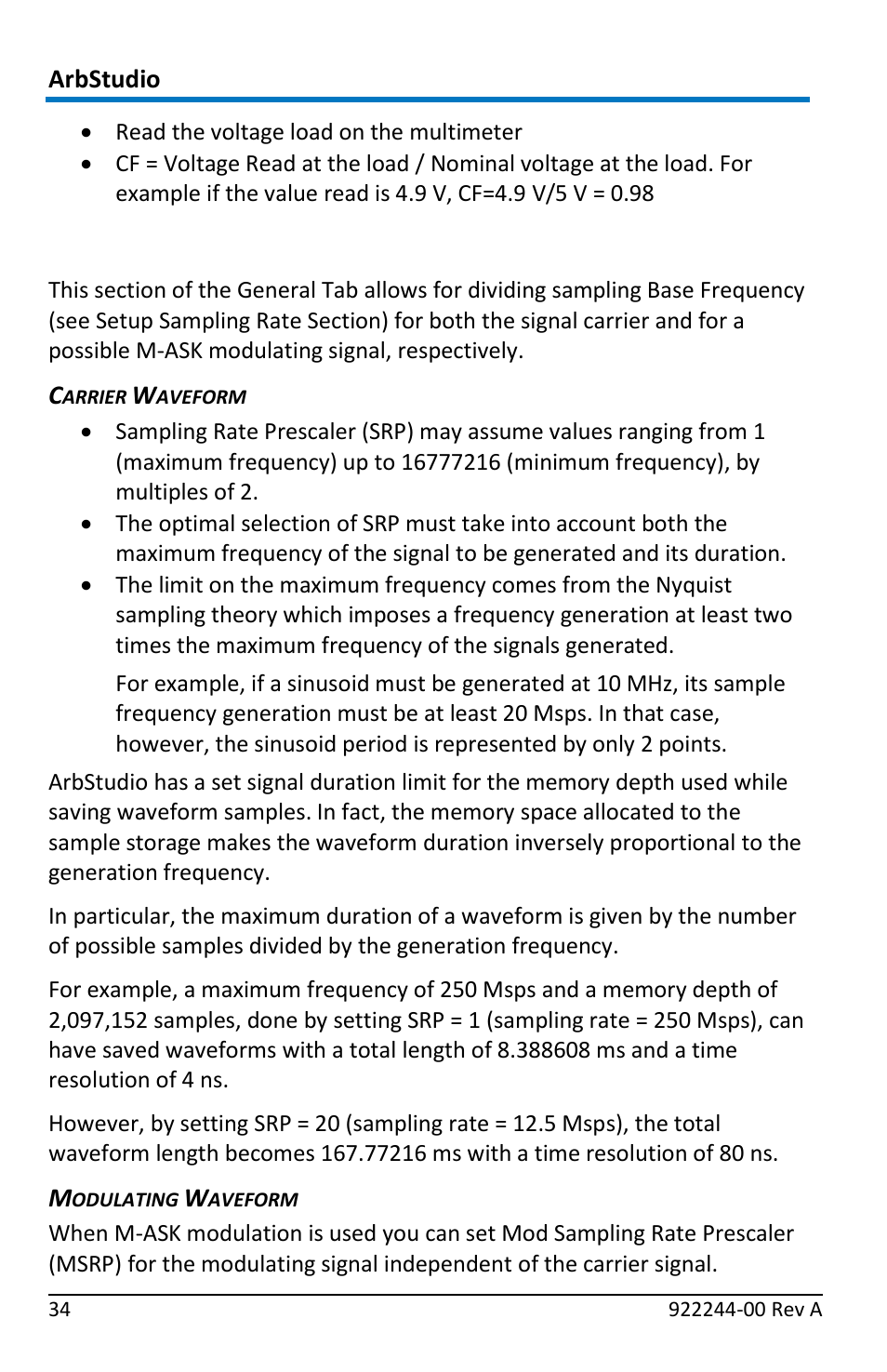 Sampling settings | Teledyne LeCroy ArbStudio User Manual | Page 42 / 228