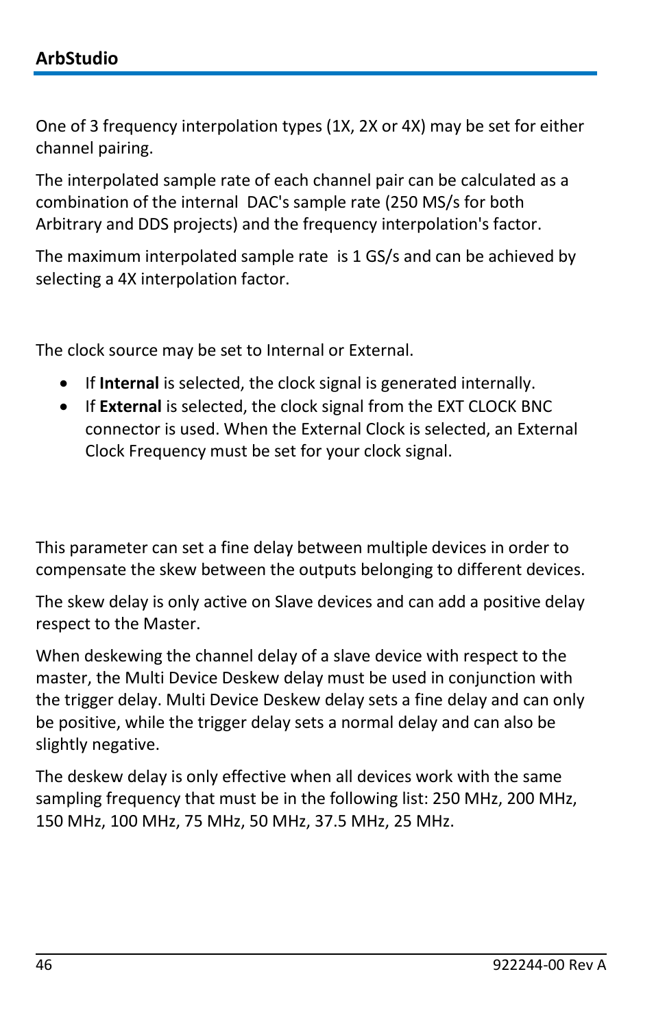 Interpolation factor, Clock source | Teledyne LeCroy ArbStudio User Manual | Page 54 / 228