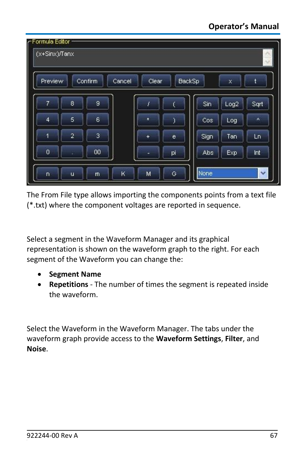 Segment parameters, Waveform parameters | Teledyne LeCroy ArbStudio User Manual | Page 75 / 228