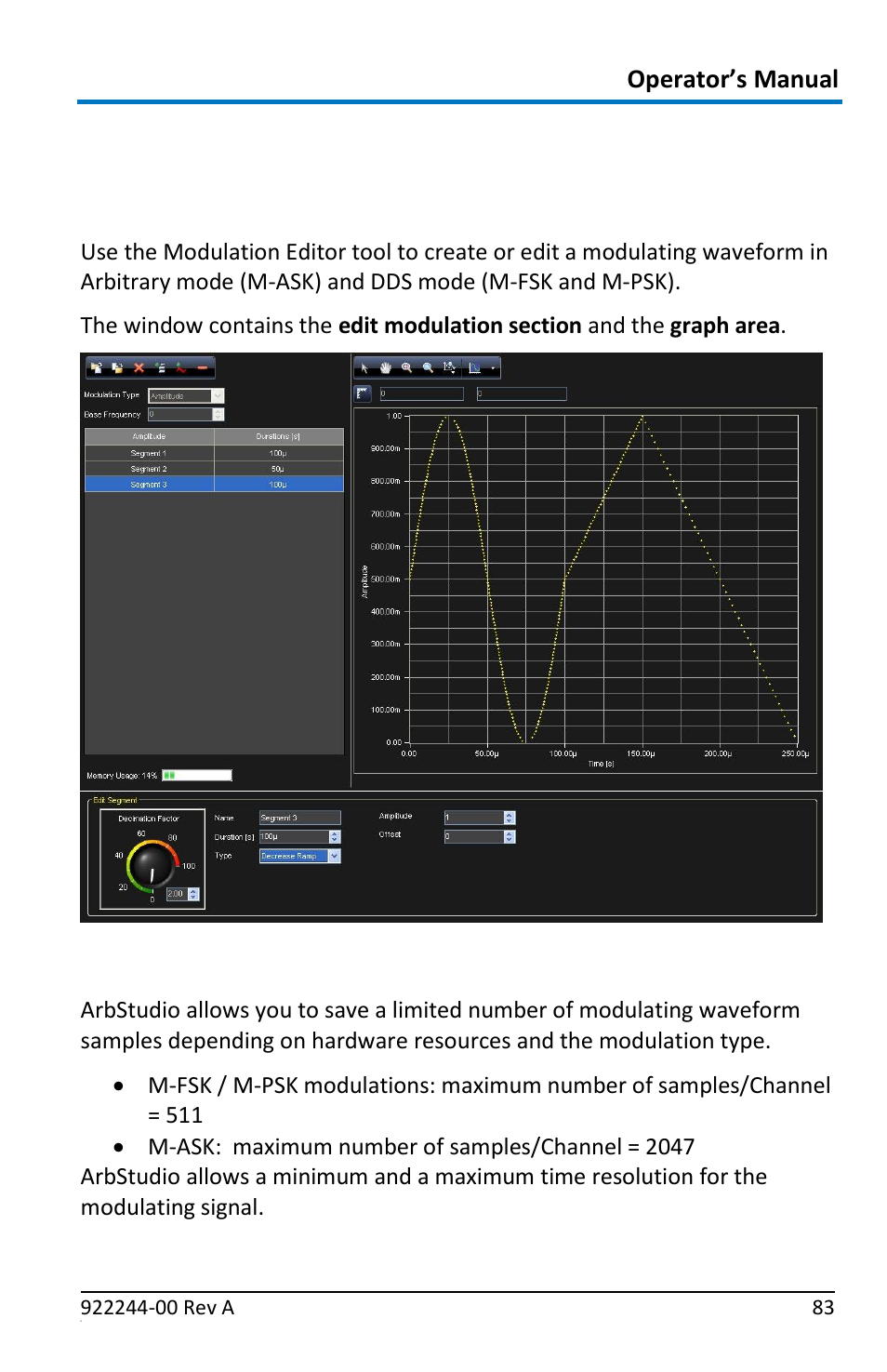 Modulation editor - arbitrary/dds, Overview, Hardware resources | Teledyne LeCroy ArbStudio User Manual | Page 91 / 228