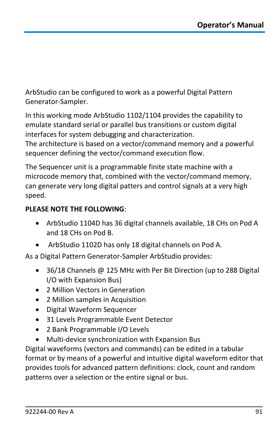 Digital pattern generator - sampler (optional), Overview | Teledyne LeCroy ArbStudio User Manual | Page 99 / 228