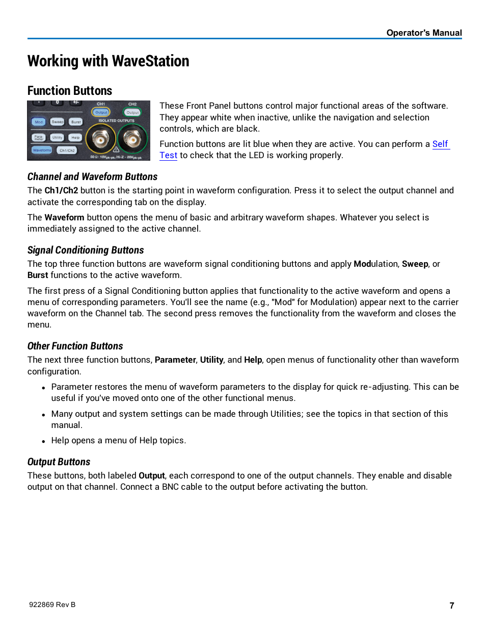 Working with wavestation, Function buttons | Teledyne LeCroy WaveStation 3000 Operators Manual User Manual | Page 13 / 58