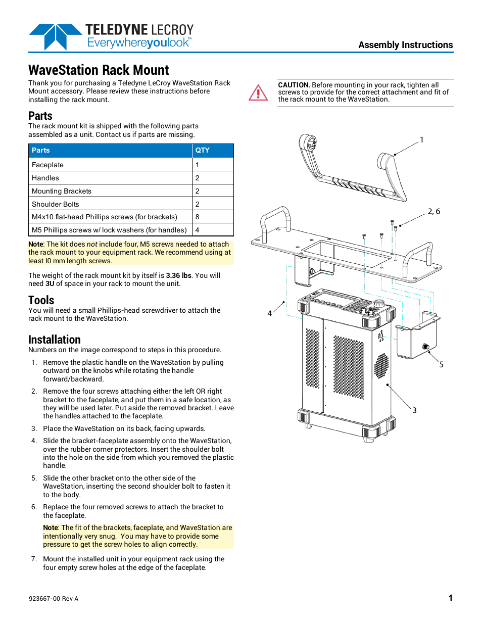 Teledyne LeCroy WaveStation Rackmount User Manual | 2 pages