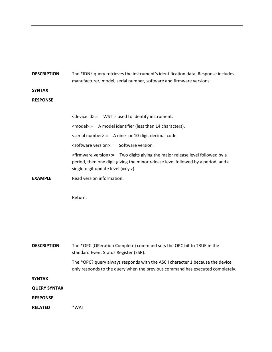 Scpi command reference, Idn? - identification query, Opc - operation complete command | Teledyne LeCroy WaveStation SCPI Command Reference Manual User Manual | Page 12 / 32