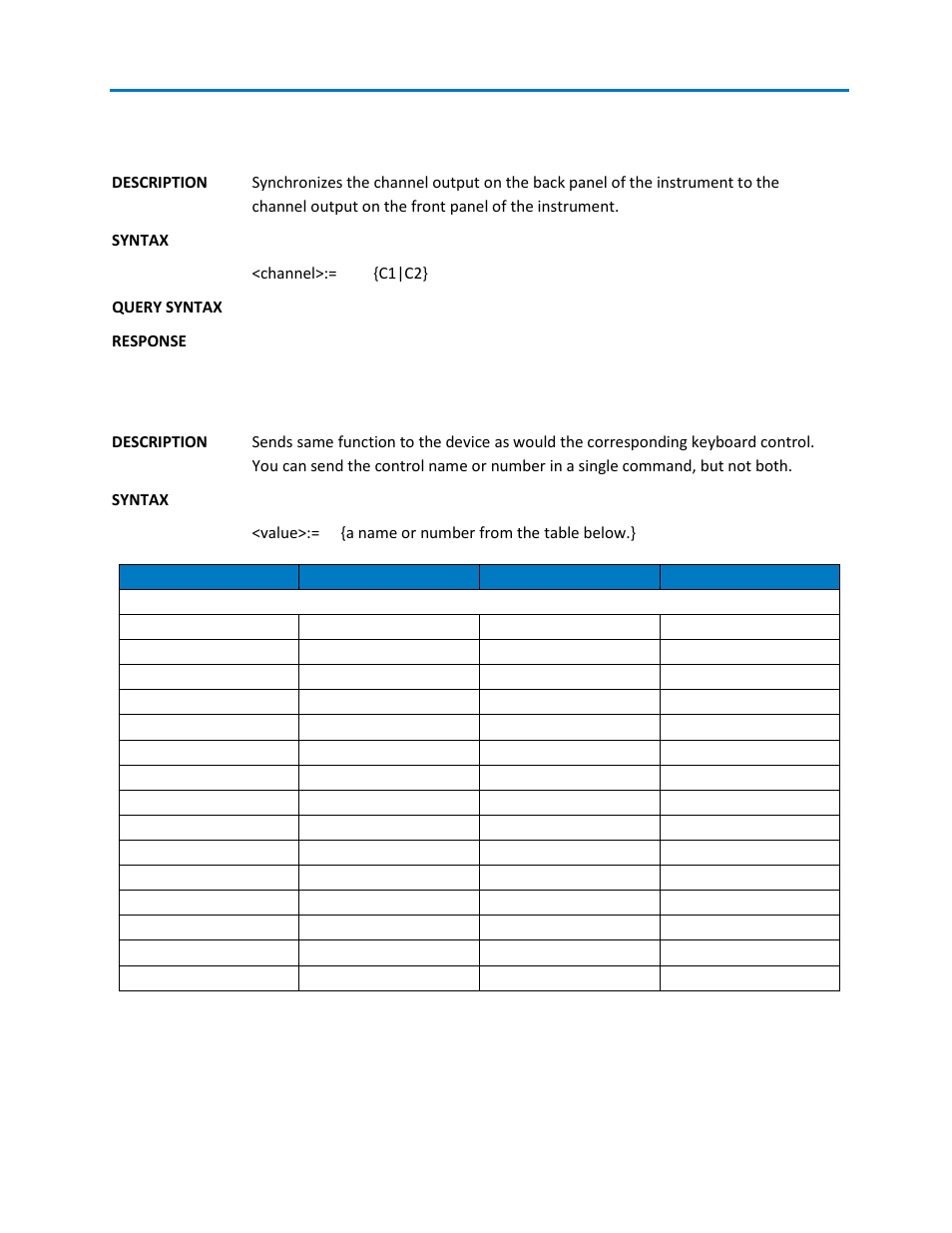 Sync - synchronize command, Vkey - virtual key command | Teledyne LeCroy WaveStation SCPI Command Reference Manual User Manual | Page 29 / 32