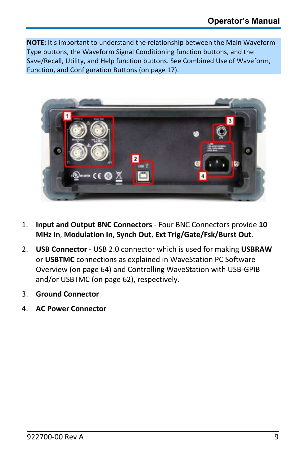 Back panel | Teledyne LeCroy WaveStation Waveform Generator Operators Manual User Manual | Page 15 / 88