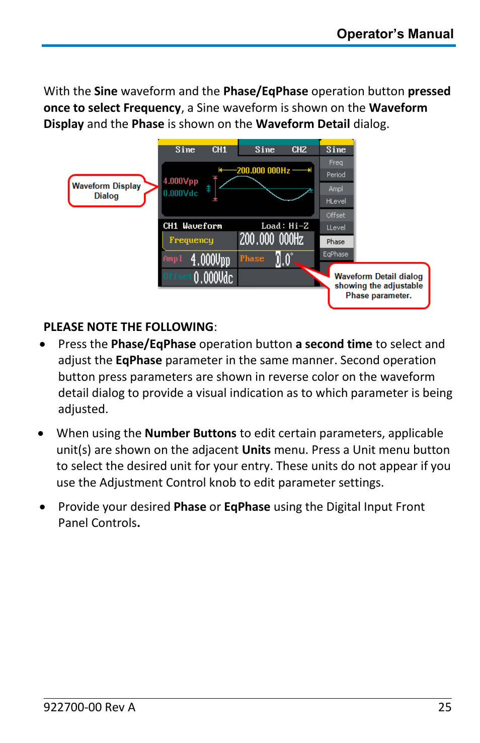 Phase/eqphase | Teledyne LeCroy WaveStation Waveform Generator Operators Manual User Manual | Page 31 / 88