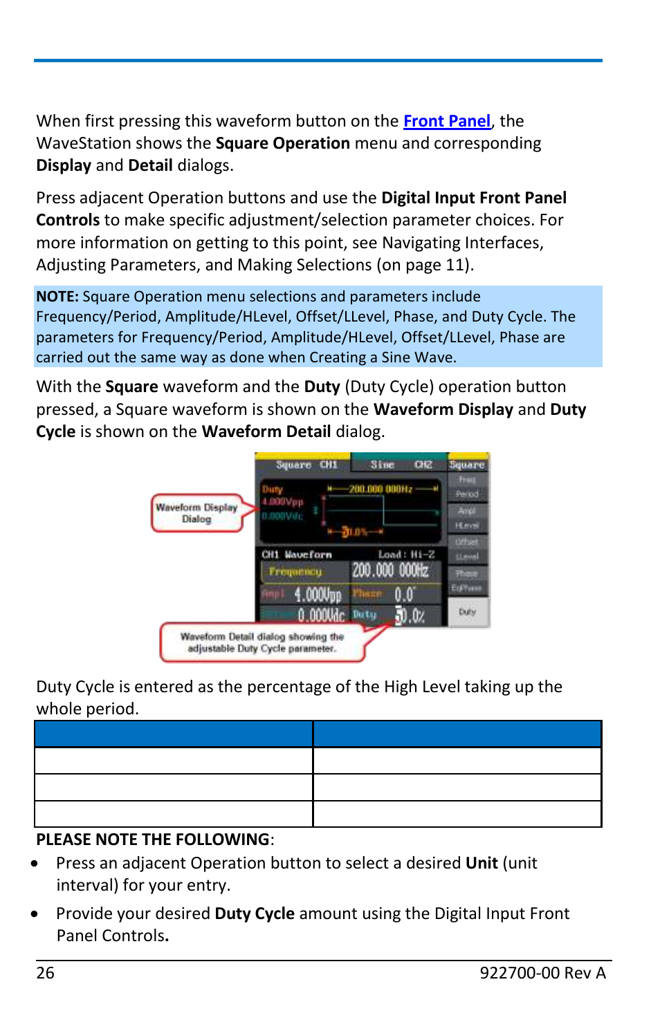 Creating a square wave | Teledyne LeCroy WaveStation Waveform Generator Operators Manual User Manual | Page 32 / 88