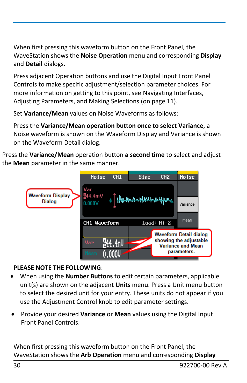 Creating a noise wave, Creating an arbitrary waveform | Teledyne LeCroy WaveStation Waveform Generator Operators Manual User Manual | Page 36 / 88