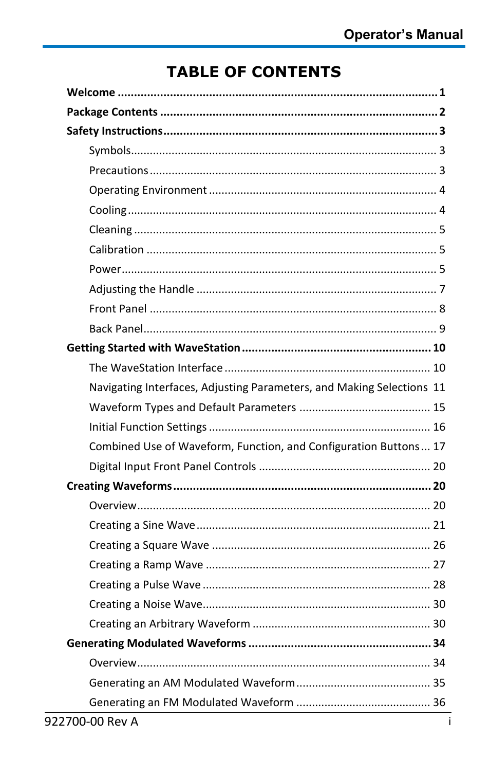 Teledyne LeCroy WaveStation Waveform Generator Operators Manual User Manual | Page 5 / 88