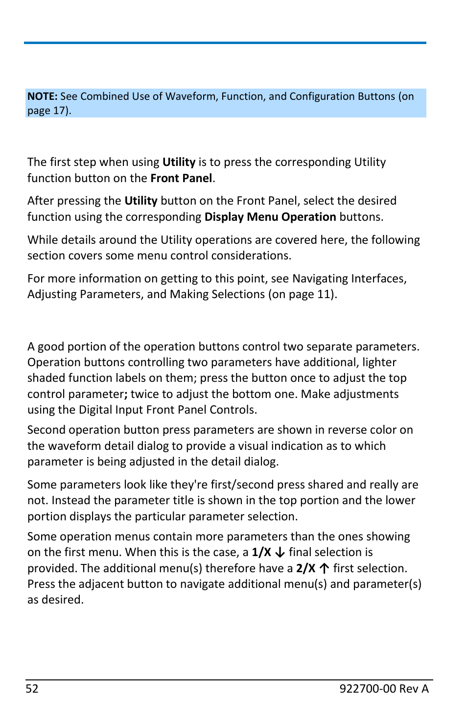 Utility, Main utility operations | Teledyne LeCroy WaveStation Waveform Generator Operators Manual User Manual | Page 58 / 88