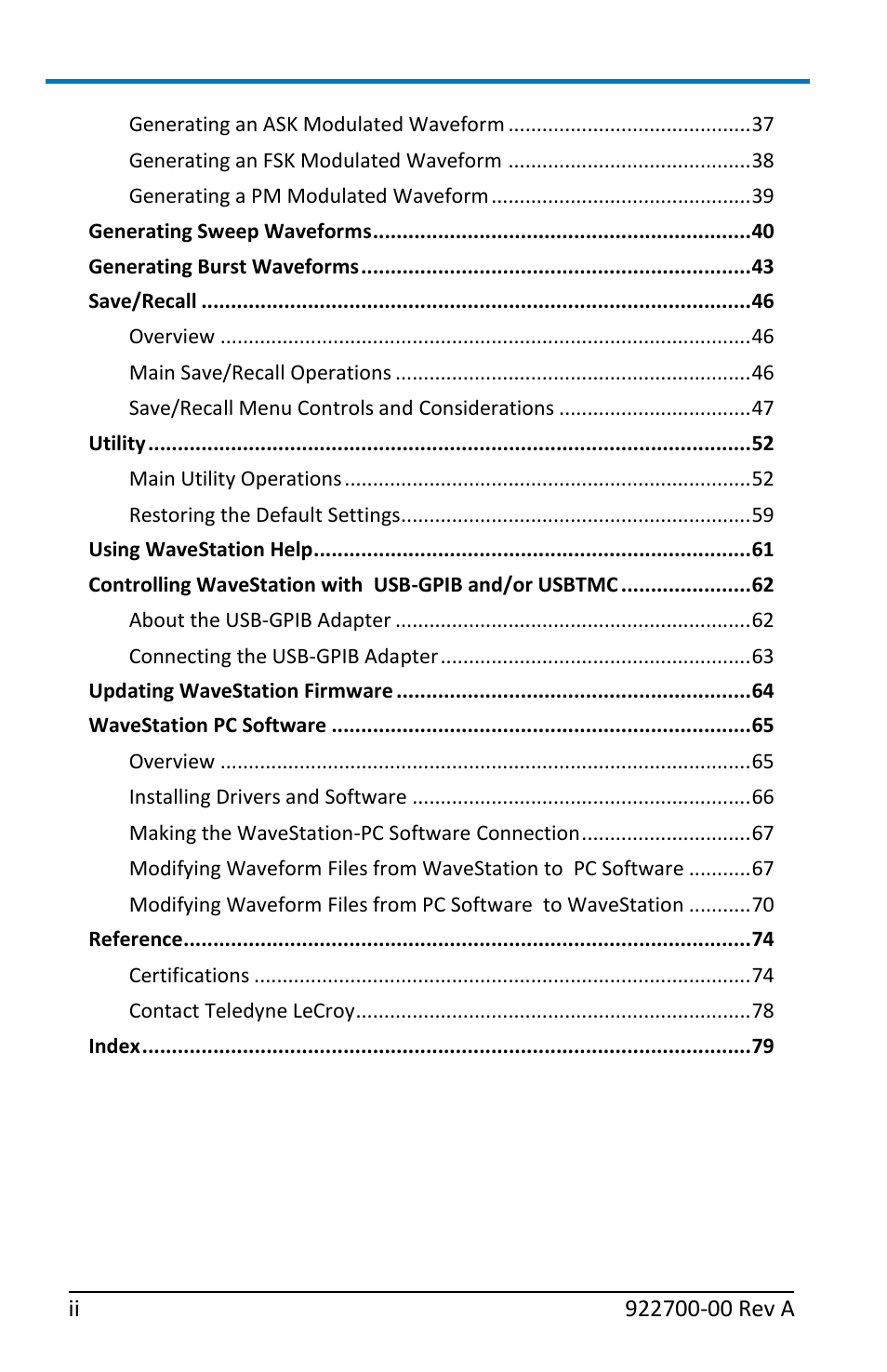 Teledyne LeCroy WaveStation Waveform Generator Operators Manual User Manual | Page 6 / 88