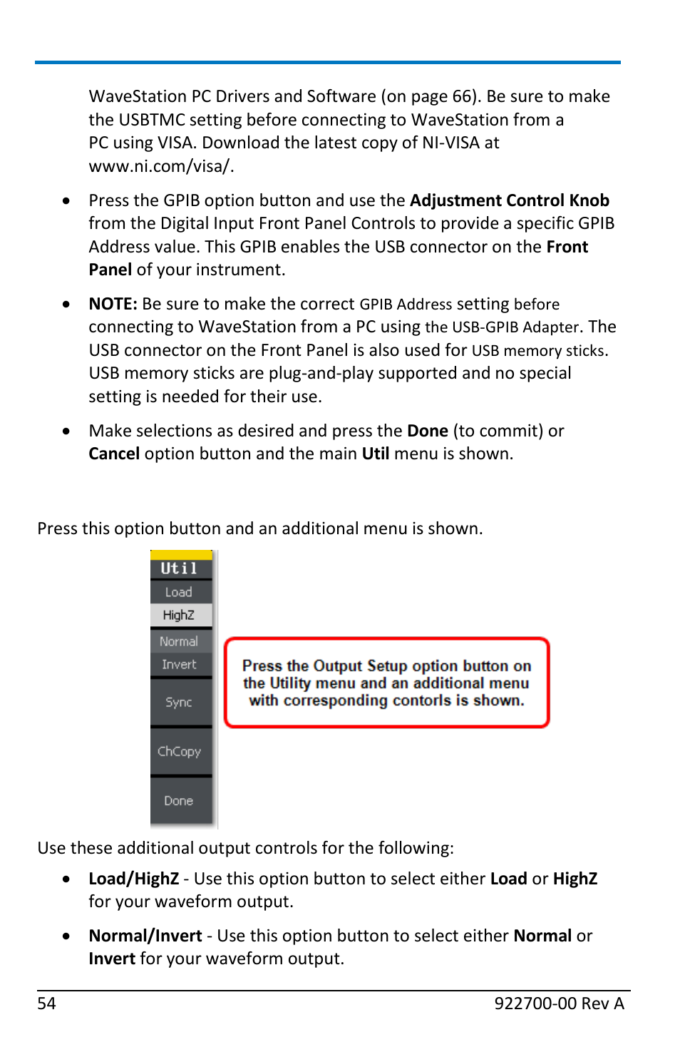 Output setup | Teledyne LeCroy WaveStation Waveform Generator Operators Manual User Manual | Page 60 / 88