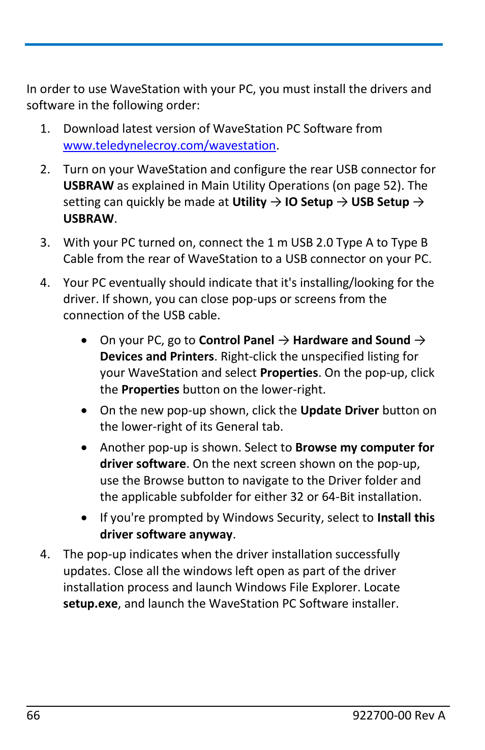 Installing drivers and software | Teledyne LeCroy WaveStation Waveform Generator Operators Manual User Manual | Page 72 / 88