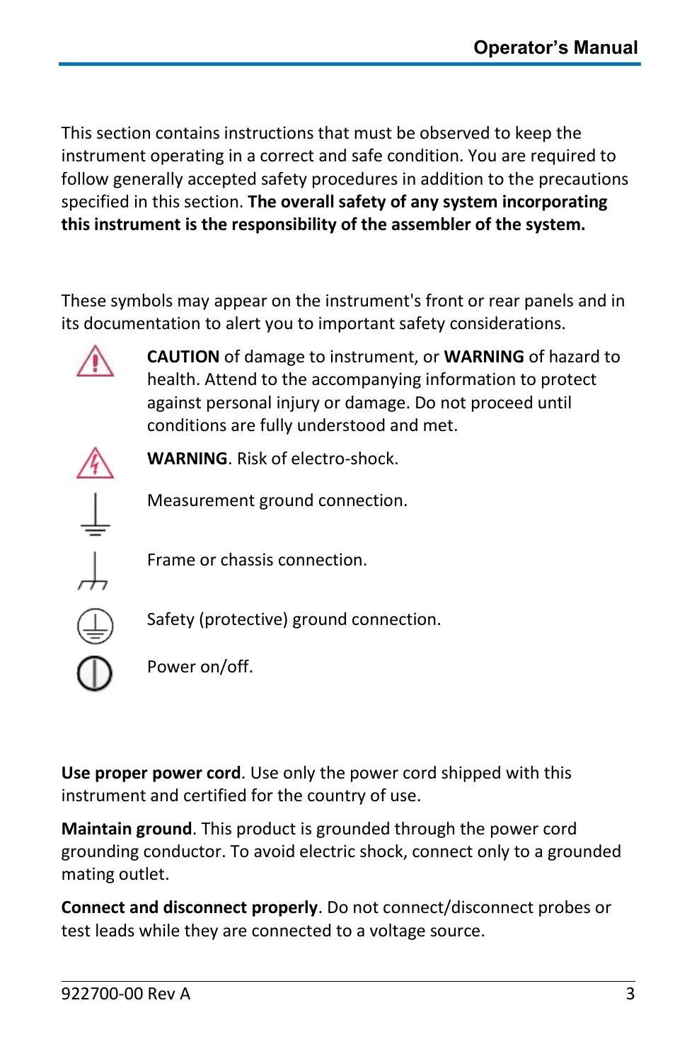Safety instructions, Symbols, Precautions | Teledyne LeCroy WaveStation Waveform Generator Operators Manual User Manual | Page 9 / 88