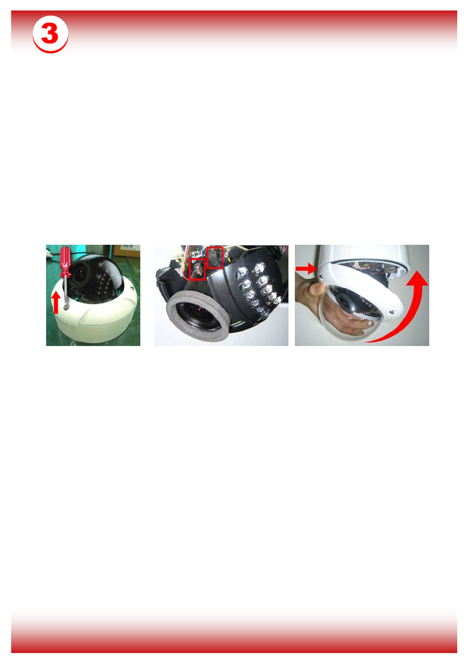 Focal adjustment for manual vari-focal cameras | Telexper IP Dome Camera User Manual | Page 4 / 4