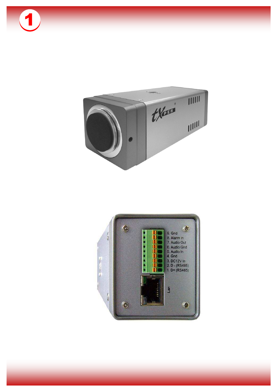 Ip camera introduction, Product front view, Product rear view | Telexper IP Box Camera User Manual | Page 2 / 3