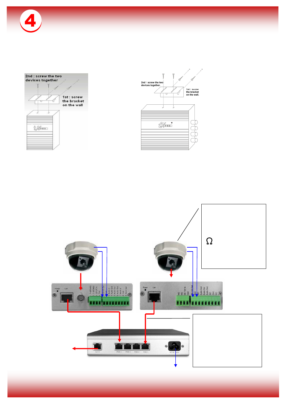 Ip cctv installation diagram, Bracket support: nvs-1p nvs-4p, Nvs-4p | Telexper 1CH/4CH Network Video Server User Manual | Page 5 / 5