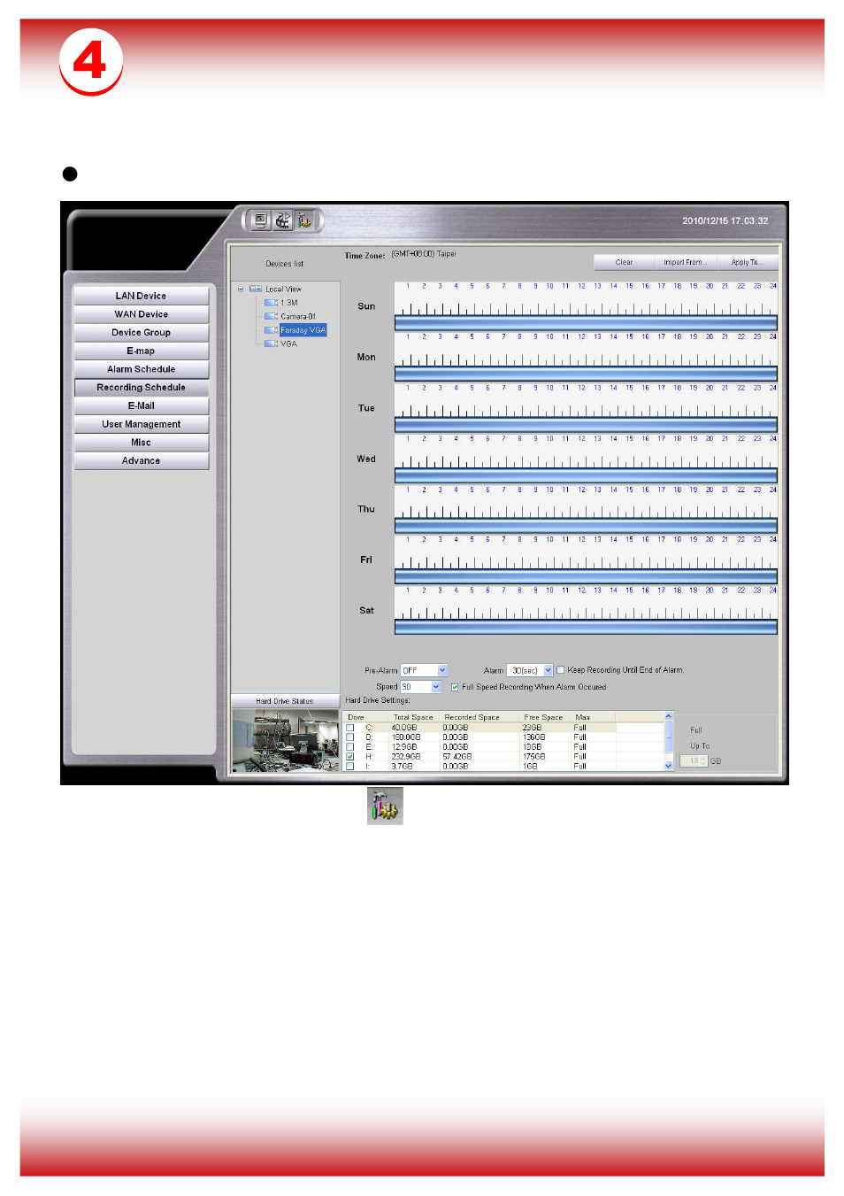 Cms setup, Set up recording schedule | Telexper Commander Station User Manual | Page 5 / 7