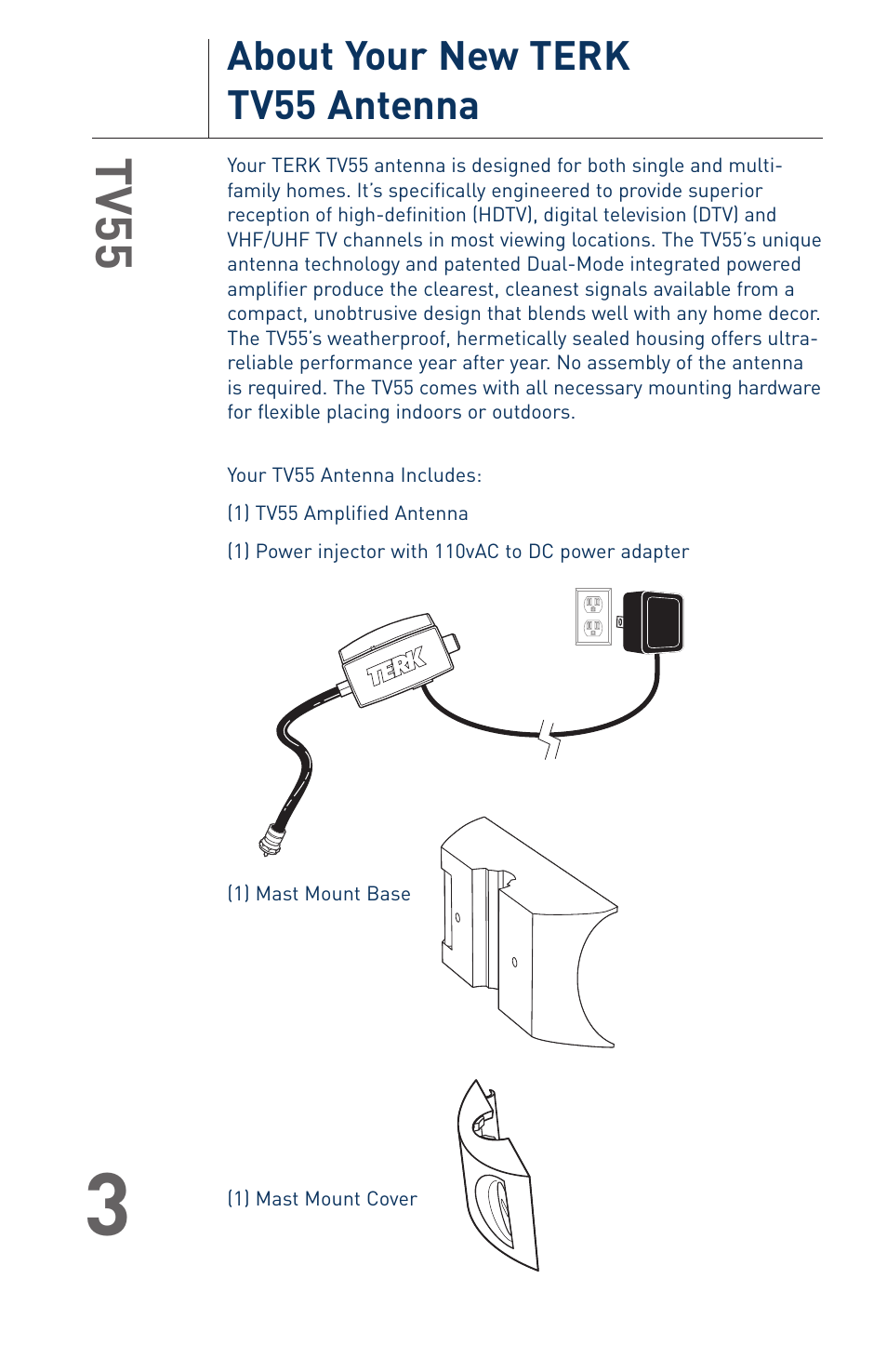 Tv55, About your new terk tv55 antenna | Terk TV55 User Manual | Page 5 / 20